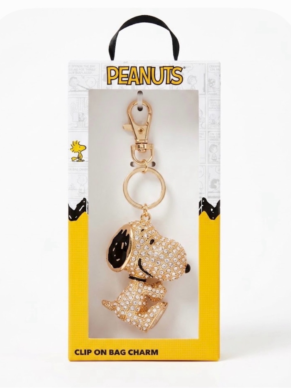 NWT ⚜️🖤⚜️ PEANUTS Snoopy Sparkling Pave Bling Jeweled Key Chain Bag Charm